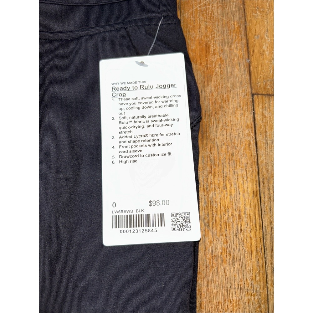 Lululemon Ready to Rulu Jogger Crop Black High Rise Pants LW6BEWS Size 0 NEW - Picture 3 of 8